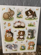 Hallmark Vintage 1983 Stickers Baby Animals Kitten Puppy Bunny Bird Butterfly  s