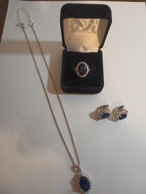 Avon 125 RJ Majestic Princess Faux Sapphire 125th Earrings
