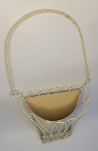 Boho Shabby Farmhouse Chic Sea Cottage Wire Wall Hang Basket Metal Bucket Insert - Picture 3 of 9