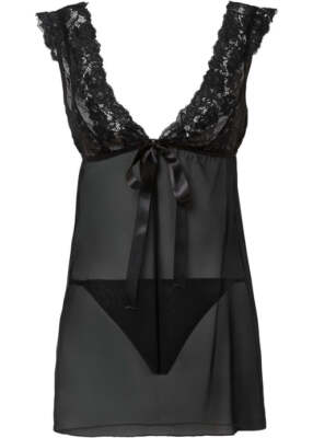 2-tlg.Set Babydoll+String Gr. 40/42 Schwarz Damn-Reizwäsche Dessous Neu