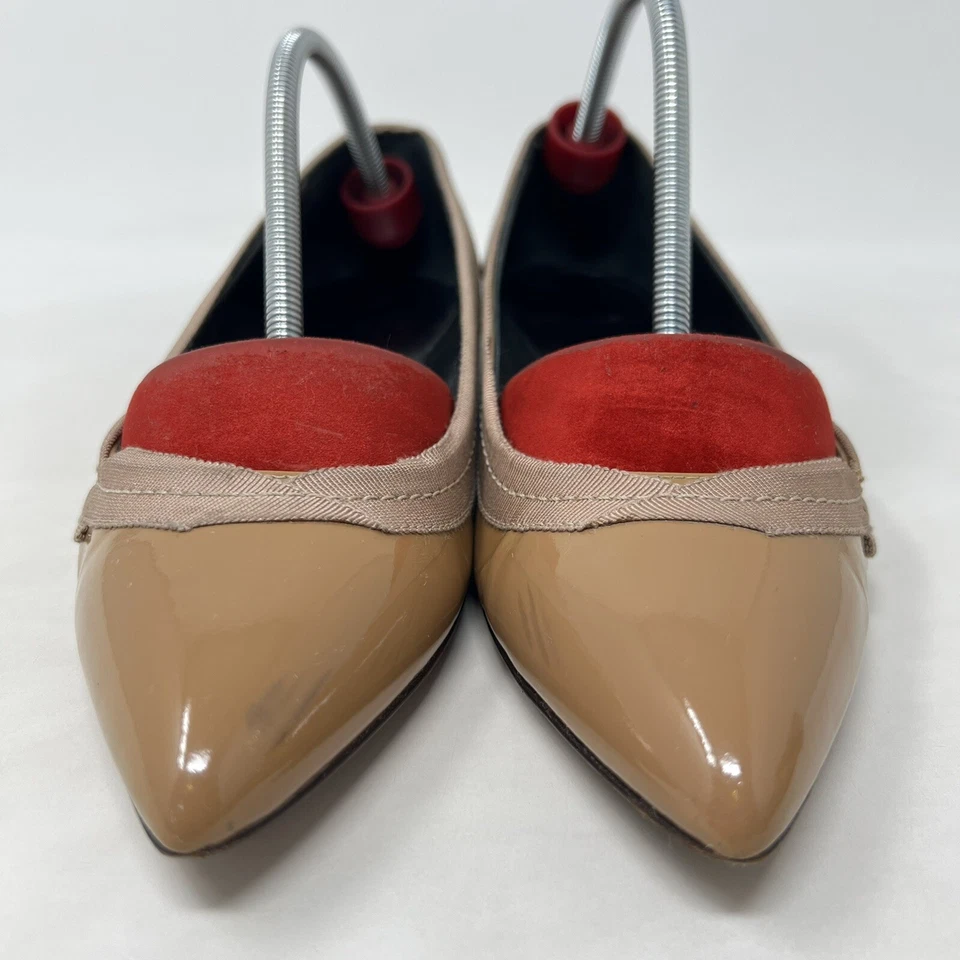 Lanvin Taupe 棕色漆皮尖头平底鞋 意大利 37 美国 6 码 — 第 3/4 张图片