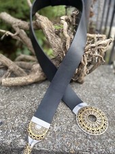 Chico  s Black Leather Hook Buckle Belt M/L 2485