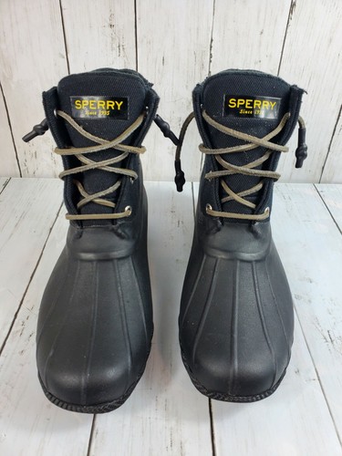 SPERRY Saltwater Womens Sz 9 Rubber Duck Rain Boots Black STS84384  - Picture 6 of 11