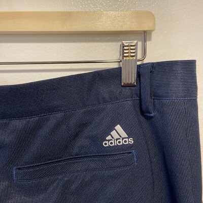 Adidas Blue Stripe Activewear Flat Front Chino Golf Pants Men s 34x26.5 (Hemmed)