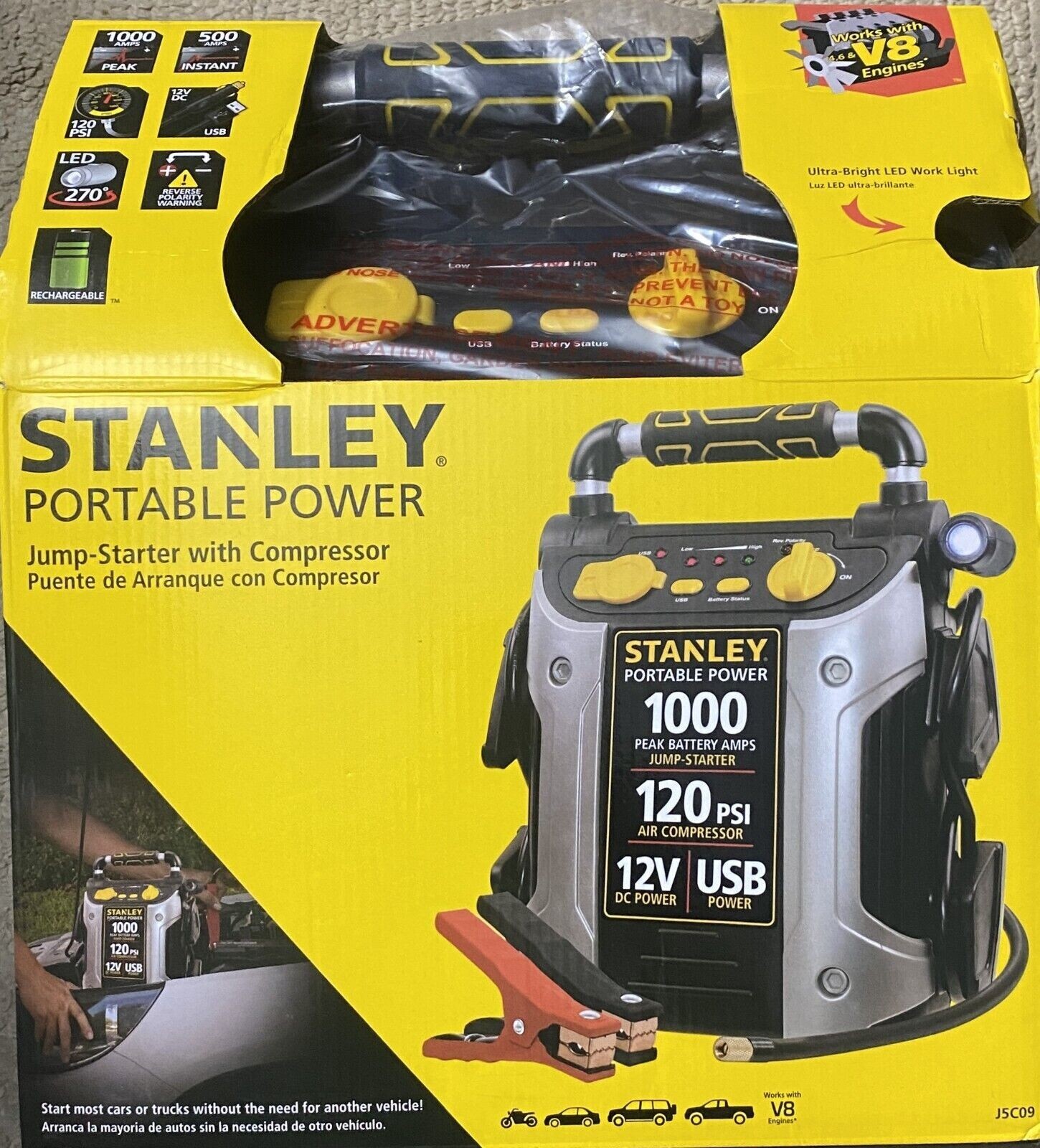 STANLEY Portable Power Station Jump Starter 1000 Peak Amp Battery Booster 744110852387 eBay