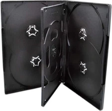 25 Pack  Standard 14Mm Black Six (6) Disc DVD Cases with Double Sided Flip Tray