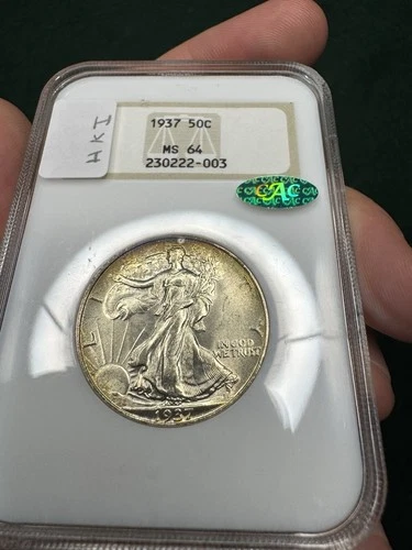 1937 (MS64 CAC) Walking Liberty Half Dollar 50C Fatty NGC Toned Toner