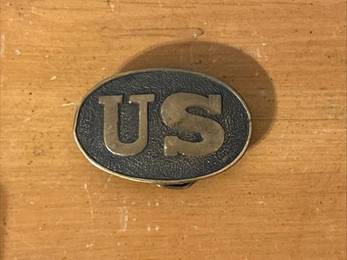 Vintage Civil War Union Reproduction US Impressed Oval Brass Belt Buckle 3”