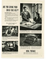 1946 Royal Portable Typewriter students get better grades Vintage Print Ad 2