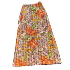 Vintage 60s Prestige of Boston Quilted Maxi Skirt   Floral Psychedelic Print