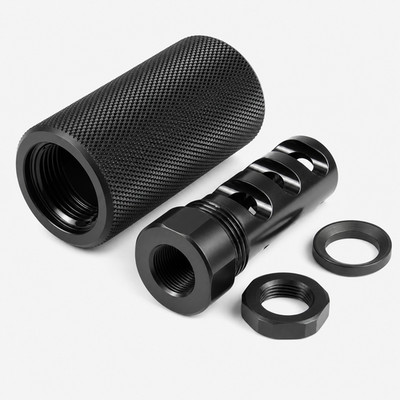 Steel Muzzle Brake 1/2X28 TPI + Knurled Forwarder