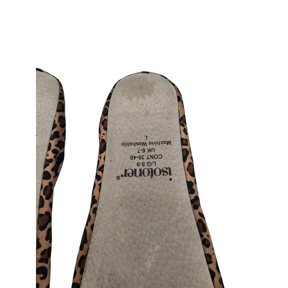 Zapatillas Isotoner Mujer L (8-9) Estilo Ballet Leopardo Estampado Guepardo Suela de Cuero Foto 4 de 4