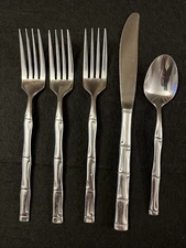 5 Pieces Rogers Co Stainless Bamboo Flatware Forks Spoons Knife