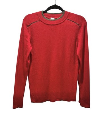 Vitelli Made in Italy Cashmere Silk Sz S Crew Neck Ribbed Sweater Super Soft Red