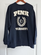 New PINK by Victoria Secret Blue XL Long Sleeve Pullover Varsity Sweatshirt NWT