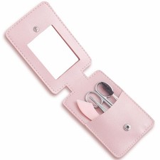 Eyebrow Trimmer Kit, 5-in-1 Set with Scissors, Razor, Pink