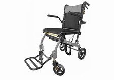 Ultra Lightweight Folding Portable Transport Wheelchair With Handle Elderly Gray