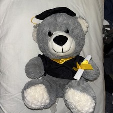 Graduation Theme Teddy Bear Plush Stuffed Animal With Cap Gown And Diploma