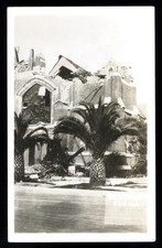 Vintage EARTHQUAKE SCENE RPPC Postcard 1930s LONG BEACH California