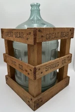 Vintage Great Bear Spring Water Co Wooden Crate Advertisement With Plastic Jug