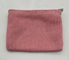The Sak Coin Purse Card Wallet Mini Bag Pink Crochet Nylon Zip Close 