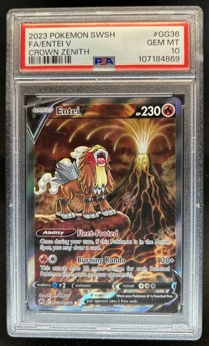 2023 Pokemon SWSH Crown Zenith Entei V Galarian Gallery #GG36/GG70 PSA 10