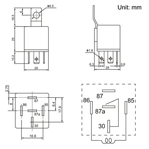 Auto Relay U1914 with 14AWG Wire Harness, 12V DC 30/40A SPDT 5-Pin (Pack of 2) - Image 3 of 4
