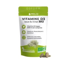 Vitamine D3 vegan issue du lichen bio - 60 comprimés - Inolab