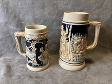 Vintage German Beer Steins Set of 2, 0.5 L & 0.25 Liter