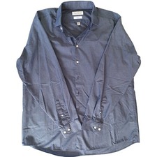 Collection Michael Strahan Mens Blue Geometric Print Dress Shirt 17.5 36/37.A140