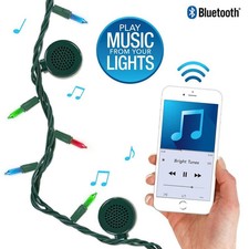 Bright Tunes String Christmas Lights with 4 Bluetooth Speakers 26 Foot Cord 80