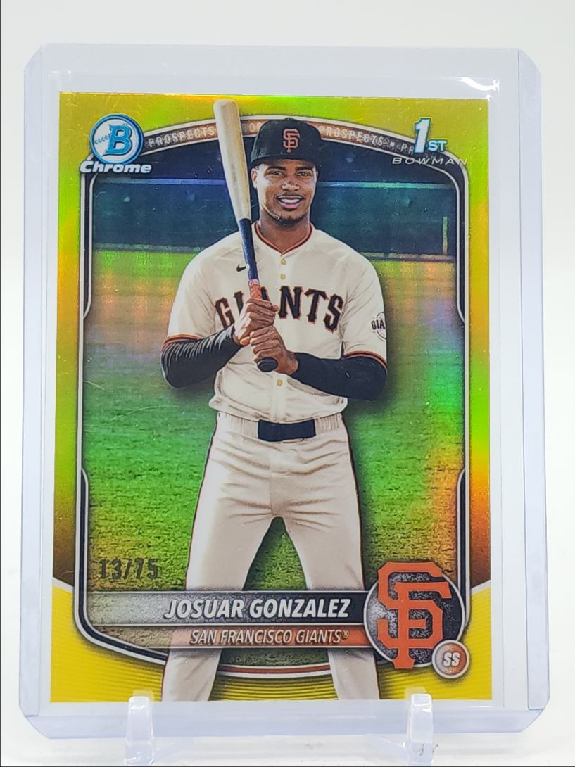JOSUAR GONZALEZ 2025 BOWMAN CHROME 1ST YELLOW REFRACTOR ORIOLES /75 Q4920