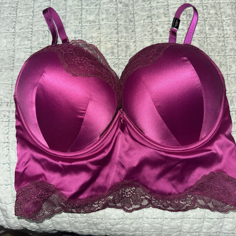 Sujetador Victoria's Secret Bombshell Plunge Long Line Bustier Magenta 36D Nuevo con Etiquetas Foto 4 de 4