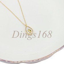 18K Yellow Gold Filled 15x11 mm Avocado Pendant 16" 2" 1.2mm Rolo Chain Necklace