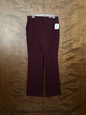RAFAELLA Comfort Tapered Boot Cut Pants Womens M Wine Pull-On Viscose Career NWT