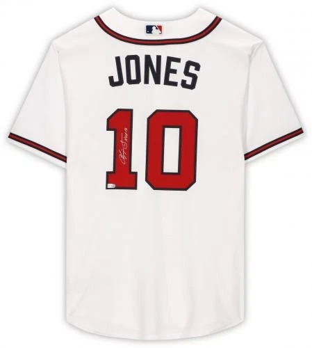 Chipper Jones Braves Signed White Nike Replica Jersey with "HOF 18" Insc - Image 3 of 4