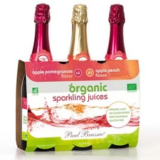 Paul Brassac Organic Sparkling Fruit Juice Peach Apple Pomegranate Pack 3x750ml