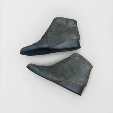 Arche Suede Wedge Booties Size 9.5 Gray Ankle Boots Casual Comfort Low Heel