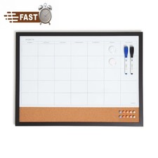 23 x 17 in. Magnetic Dry Erase Calendar Combo Board, Black Wood Style Frame