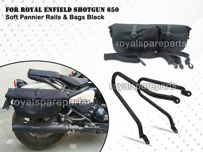 Royal Enfield Shotgun 650 Pannier Schienen & Soft Pannier Taschen Schwarz D1