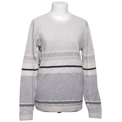 Reiss, Strickpullover, Größe: M, Grau/Beige, Baumwolle, Streifen #TtY