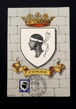 CARTE  POSTALE MAXIMUM 1948 - BLASON ARMOIRIES CORSE-JOURNEE DU TIMBRE