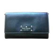 Kate Spade Black Natalie Wellesley Flap Leather Clutch