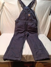 Carhartt Flame Resistant Navy Cotton Quilt Lined Bib Overalls 38x30 Men  s