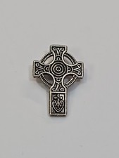 Celtic Cross Lapel Pin Small Size Silver Color Metal 