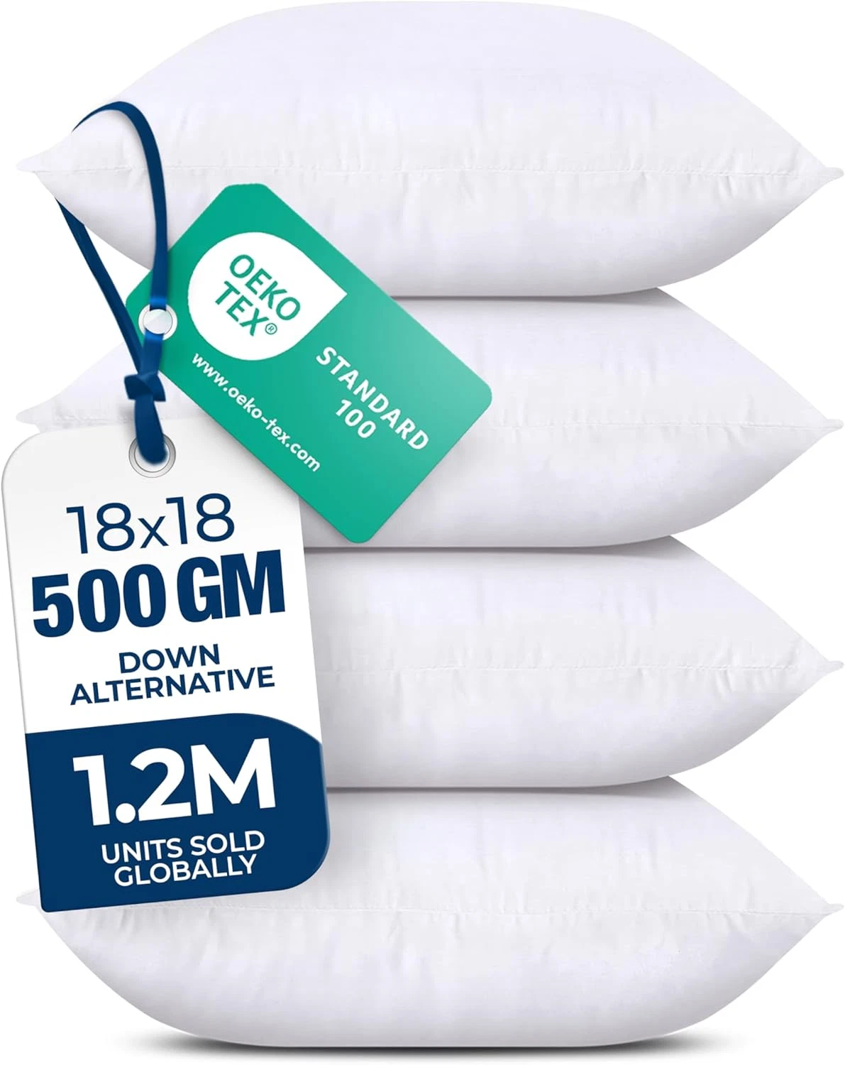 Utopia Bedding Throw Pillows Set of 4 White 18x18 Fluffy Decorative Indoor Outdo