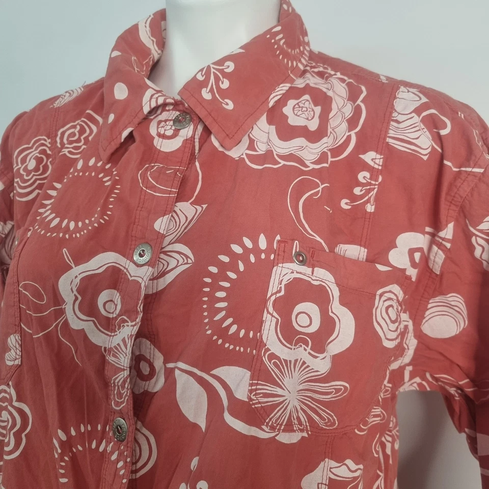 Fresh Produce Mujer Chaqueta Camisa Floral Vivo Coral Rosa Abotonada Talla XXL Foto 2 de 4