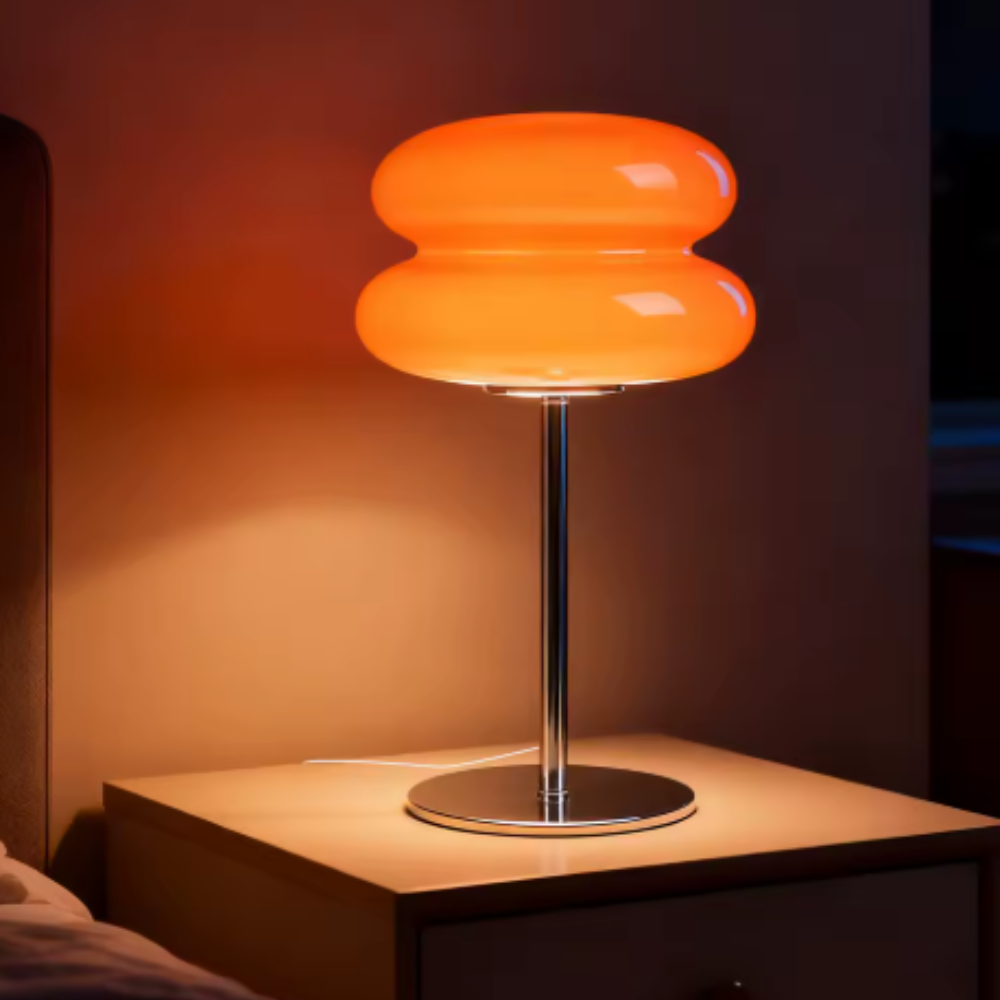 Macaron Glass Table Lamp Trichromatic Dimming Night Light Bedside Girl Bedroom D