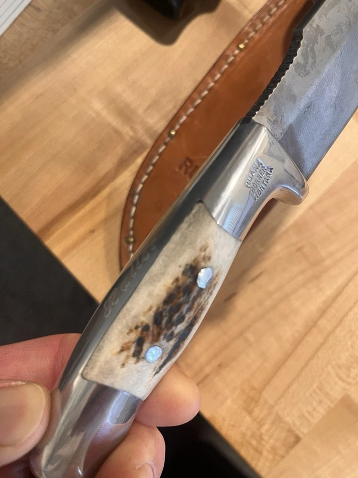 Ruana 28CD Skinner Knife – Stag Handle, “Bonner Montana” Stamp, Original Sheath - Image 4 of 4