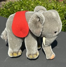 1960 s Steiff Elephant Mohair Plush ID Button w/ Saddle - FREESHIP